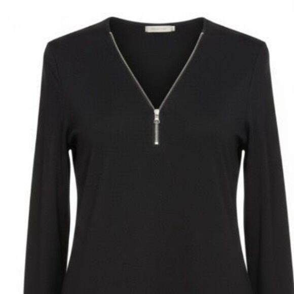 Comfy USA XL Black Long Sleeve Zip Front Tunic Dress Modal Blend Made in USA - Picture 3 of 6